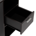 Computer Desk Odessa With Single Drawer And Open Storage Cabinets, Black Wengue Finish Black Particle Board