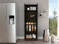 Storage Cabinet Pipestone, Five Shelves, Espresso Black Wengue Finish Black Particle Board