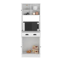 Microwave Storage Stand With 3 Doors And Drawer Arlington, White Finish White Particle Board