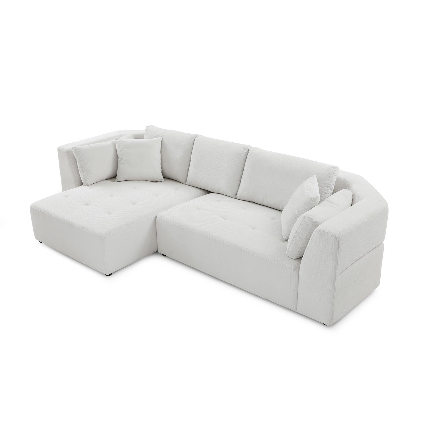 L Shape Sectional Sofa, Beige Left Facing Chaise Beige Fabric