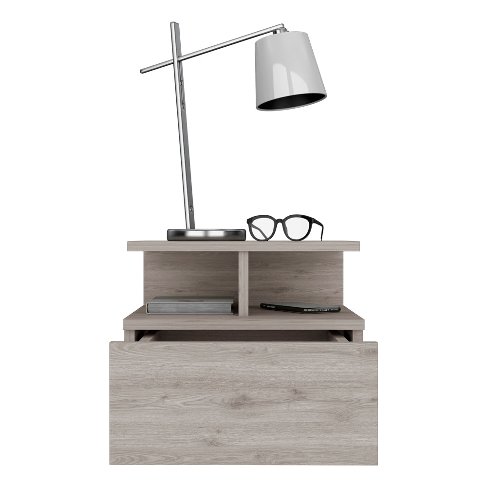 Floating Nightstand Flopini, One Drawer, Light Gray Finish Light Gray Particle Board