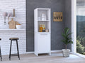 Kitchen Pantry Feery, Single Door Cabinet, Interior And External Shelves, White Finish White Particle Board