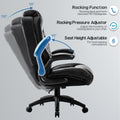 Big & Tall 400Lb Ergonomic Leather Office Chair Executive Desk Chair Metal Black Office Foam American Traditional,Antique,Luxury Handle Office Chairs Solid Back Foam Adjustable Height Leather