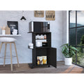 Kitchen Cart Kryot, Single Door Cabinet, Four Casters, Black Wengue Finish Black Particle Board