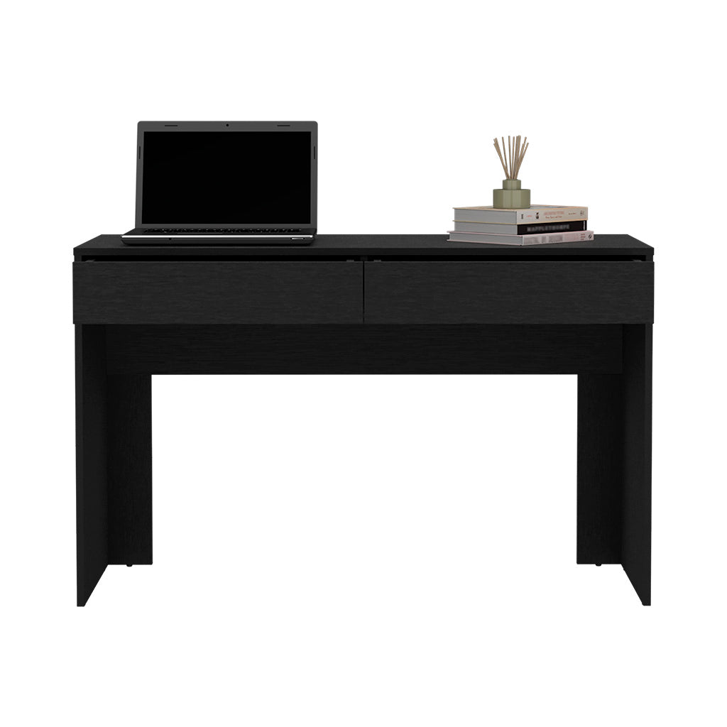 Computer Desk Aberdeen, Two Drawers, Black Wengue Finish Black Particle Board