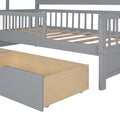 Wooden Twin Size House Bed With 2 Drawers,Kids Bed With Storage Shelf, Gray Gray Wood