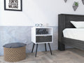 Nightstand Fugaz, Open Shelf, Single Drawer, Smokey Oak White Finish Multicolor Particle Board