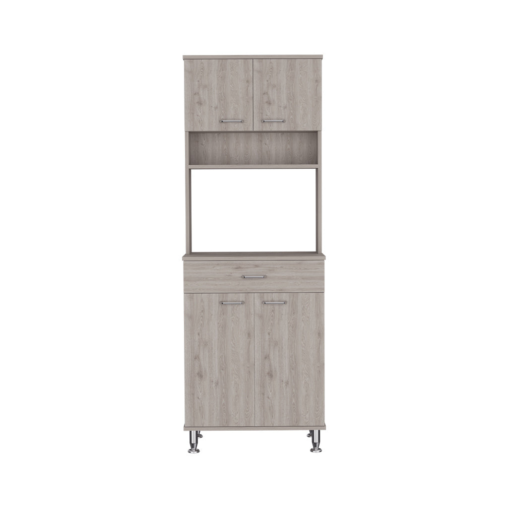 Pantry Piacenza,Two Double Door Cabinet, Light Gray Finish Light Gray Particle Board