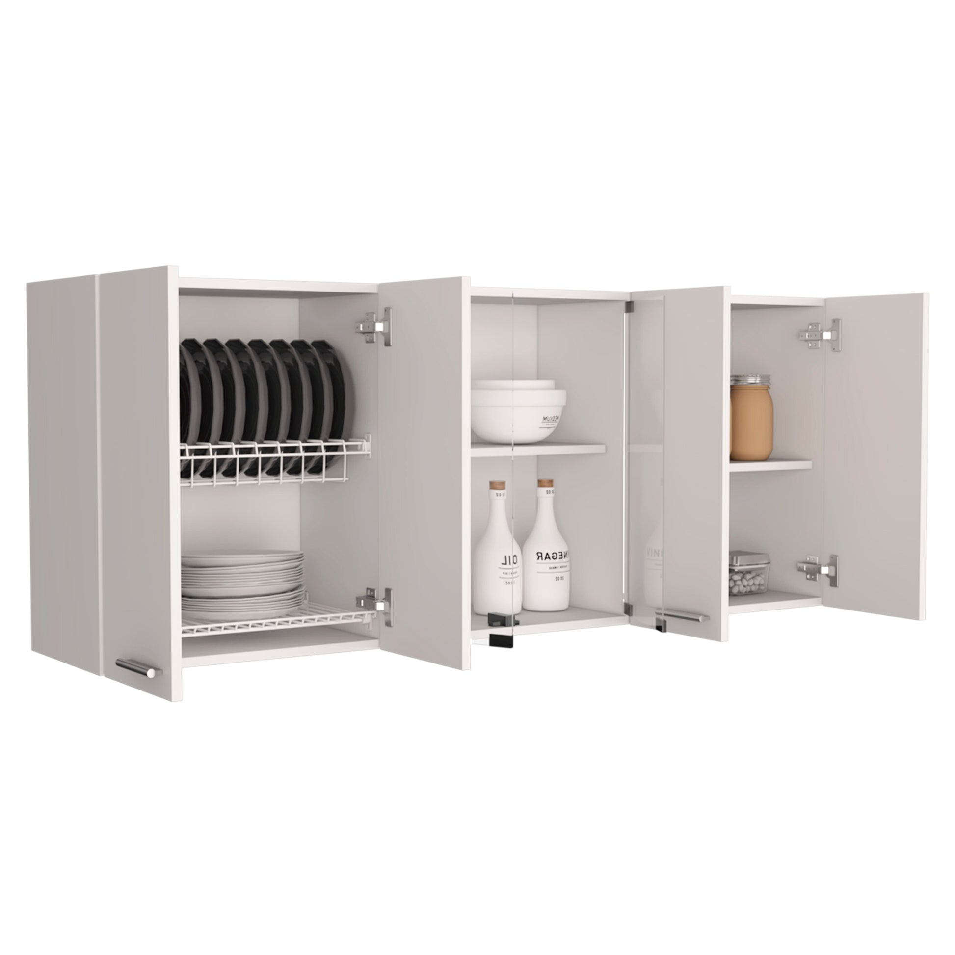 Superior Wall Cabinet Peoria, Four Interior Shelves, White Finish White Particle Board