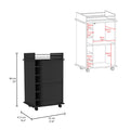 Bar Cart Baltimore, Two Tier Cabinet With Glass Door, Six Wine Cubbies, Black Wengue Finish Black Particle Board