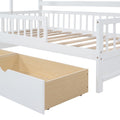 Wooden Twin Size House Bed With 2 Drawers,Kids Bed With Storage Shelf, White White Wood