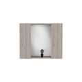 Medicine Cabinet Hops, Double Door, Mirror, One External Shelf, Light Gray Finish Light Gray Particle Board