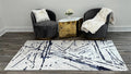 Shifra Luxury Area Rug In Gray With Navy Blue Abstract Design Multicolor Polyester