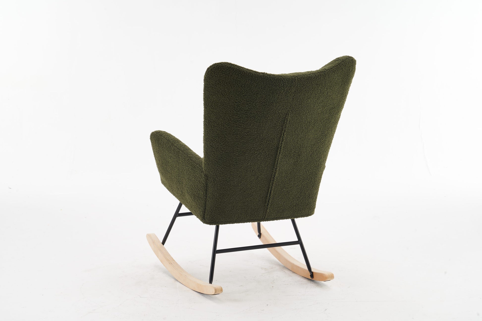Rocking Chair Nursery, Solid Wood Legs Reading Chair With Teddy Fabric Upholsterednap Armchair For Living Rooms, Bedrooms, Offices, Best Gift,Green Teddy Fabric Green Primary Living Space Modern Rocking Chairs Polyester