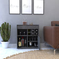 Bar Cabinet Dext, Two Concealed Shelves, Six Wine Cubbies, Light Gray Finish Light Gray Particle Board