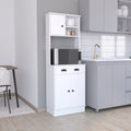 Microwave Storage Stand With 3 Doors And Drawer Arlington, White Finish White Particle Board