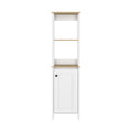 Linen Cabinet Jannes, Two Open Shelves, Single Door, Light Oak White Finish Light Oak Particle Board