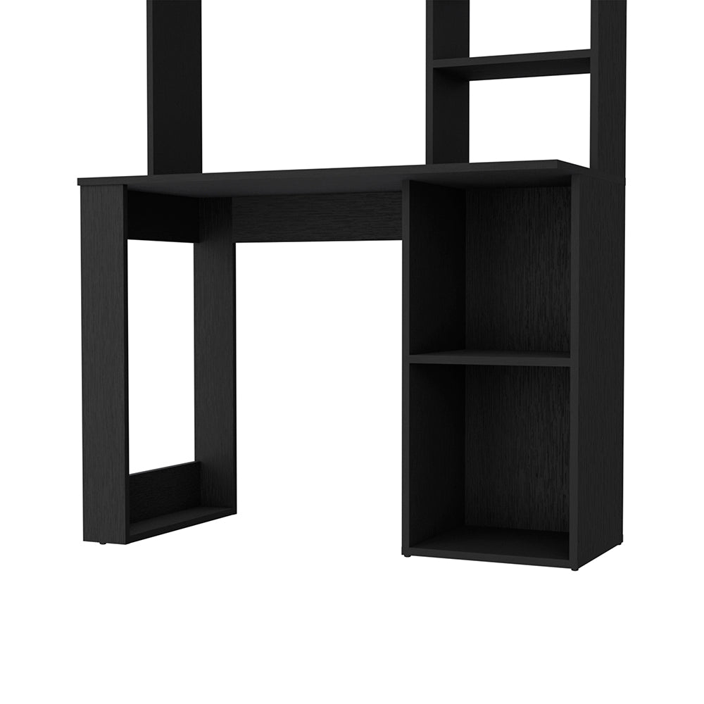 Desk Ryndon, Hutch, Black Wengue Finish Black Particle Board