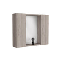 Medicine Cabinet Hops, Double Door, Mirror, One External Shelf, Light Gray Finish Light Gray Particle Board