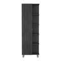 Corner Cabinet Womppi, Five Open Shelves, Single Door, Smokey Oak Finish Gray Particle Board