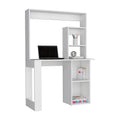 Desk Ryndon, Hutch, White Finish White Particle Board