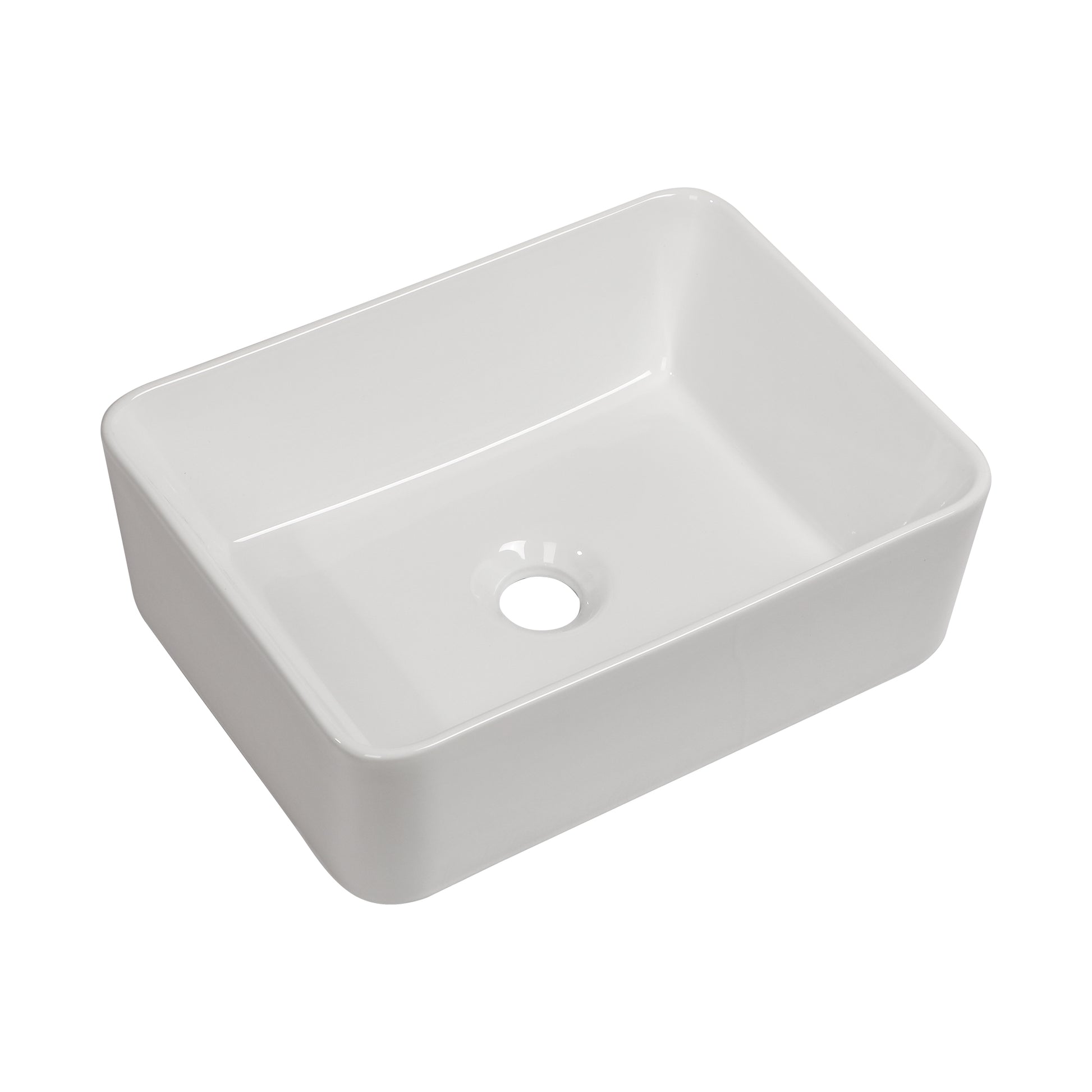 16"X12" White Ceramic Rectangular Vessel Bathroom Sink White Ceramic