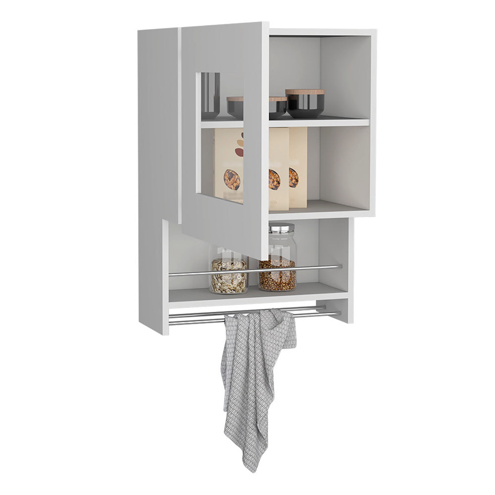 Kitchen Wall Cabinet Papua, Three Shelves, White Finish White Particle Board