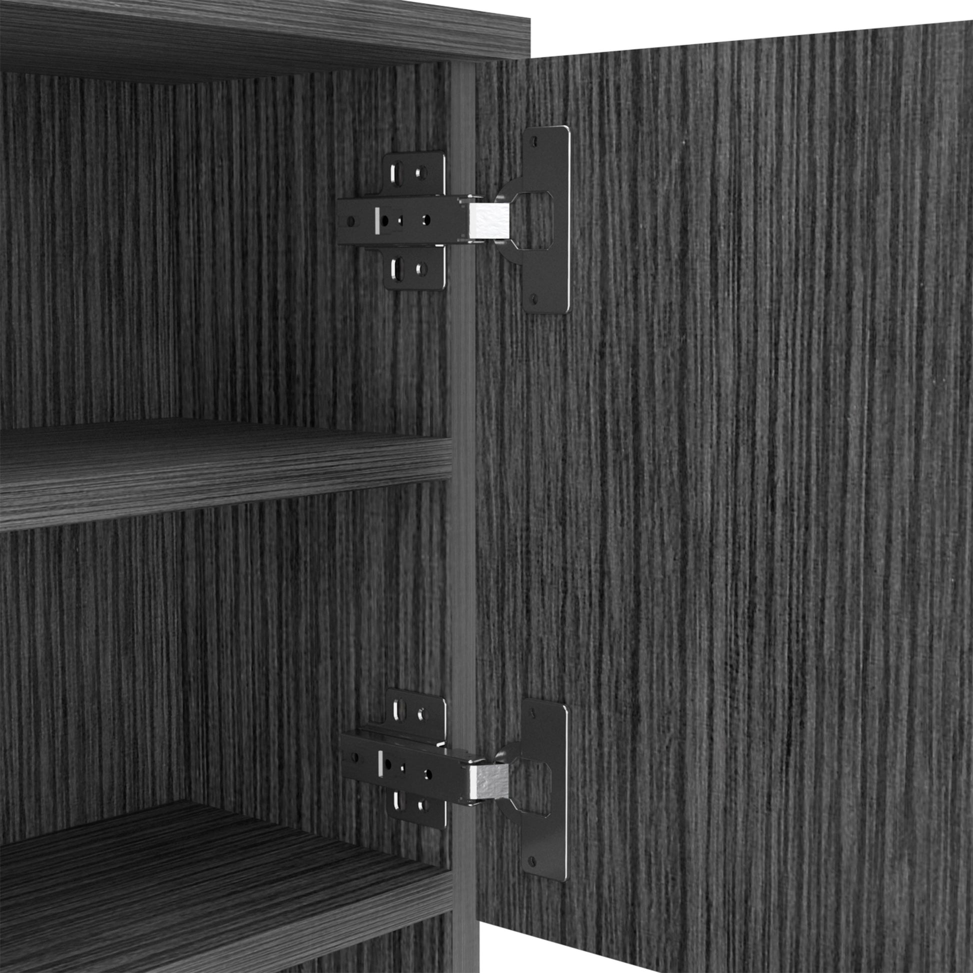 Pantry Piacenza,Two Double Door Cabinet, Smokey Oak Finish Gray Particle Board