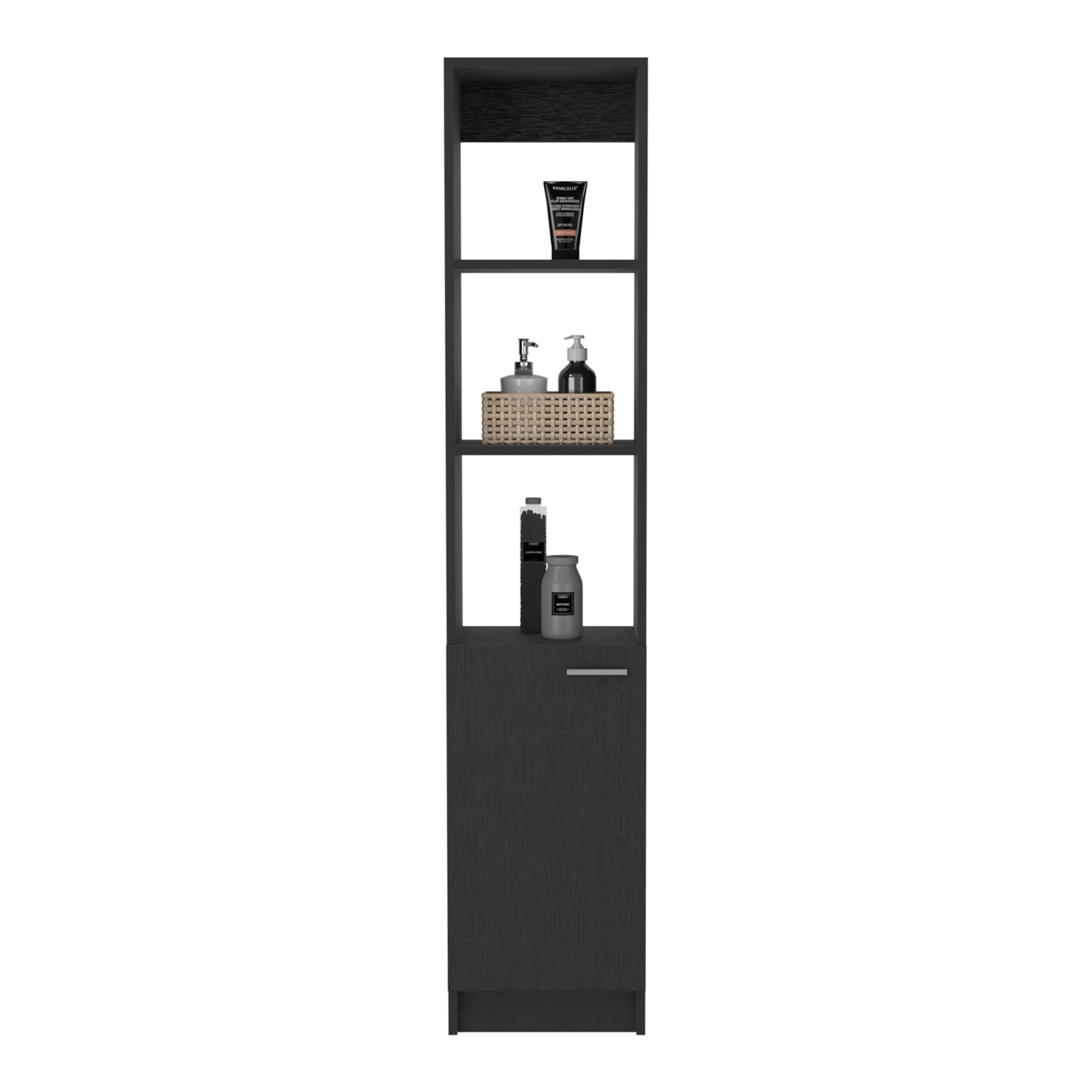 Linen Cabinet Emmett, Two Interior Shelves, Black Wengue Finish Black Particle Board