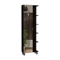 Mirror Linen Cabinet Reno,Four Interior Shelves, Black Wengue Finish Black Particle Board