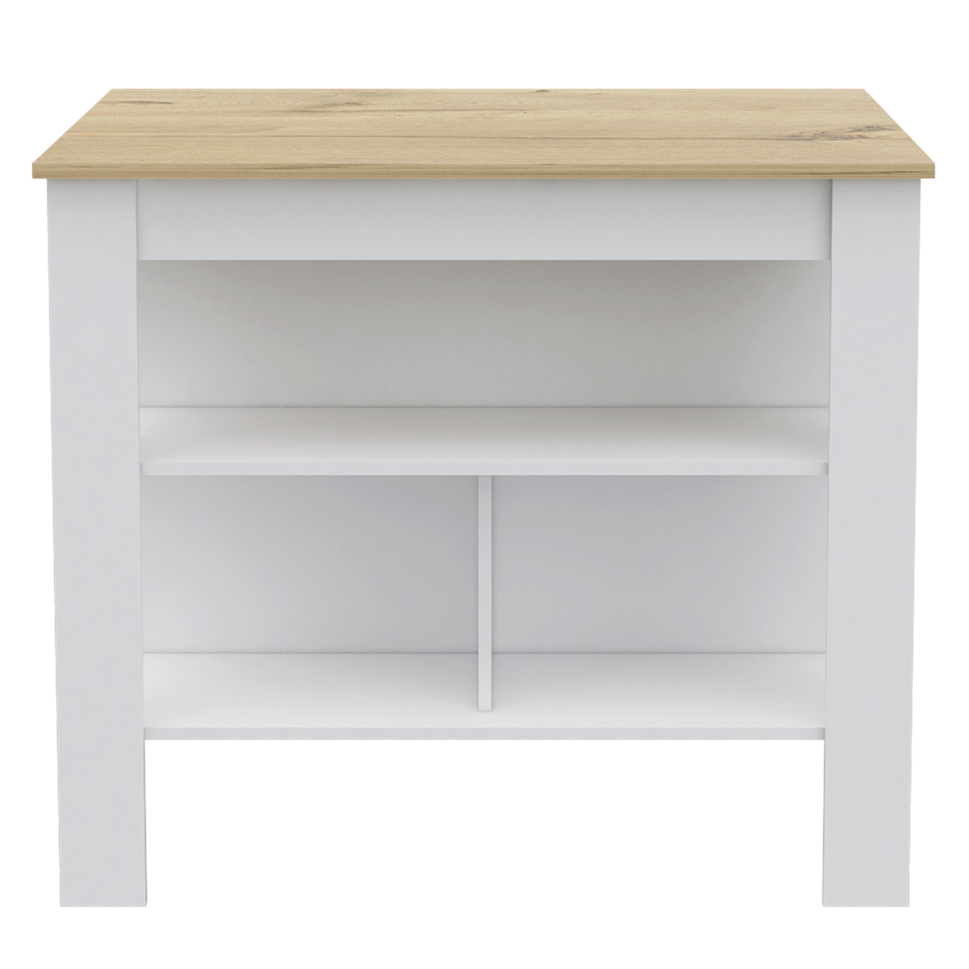 Kitchen Island Dozza, Three Shelves, White Light Oak Finish White Light Oak Particle Board