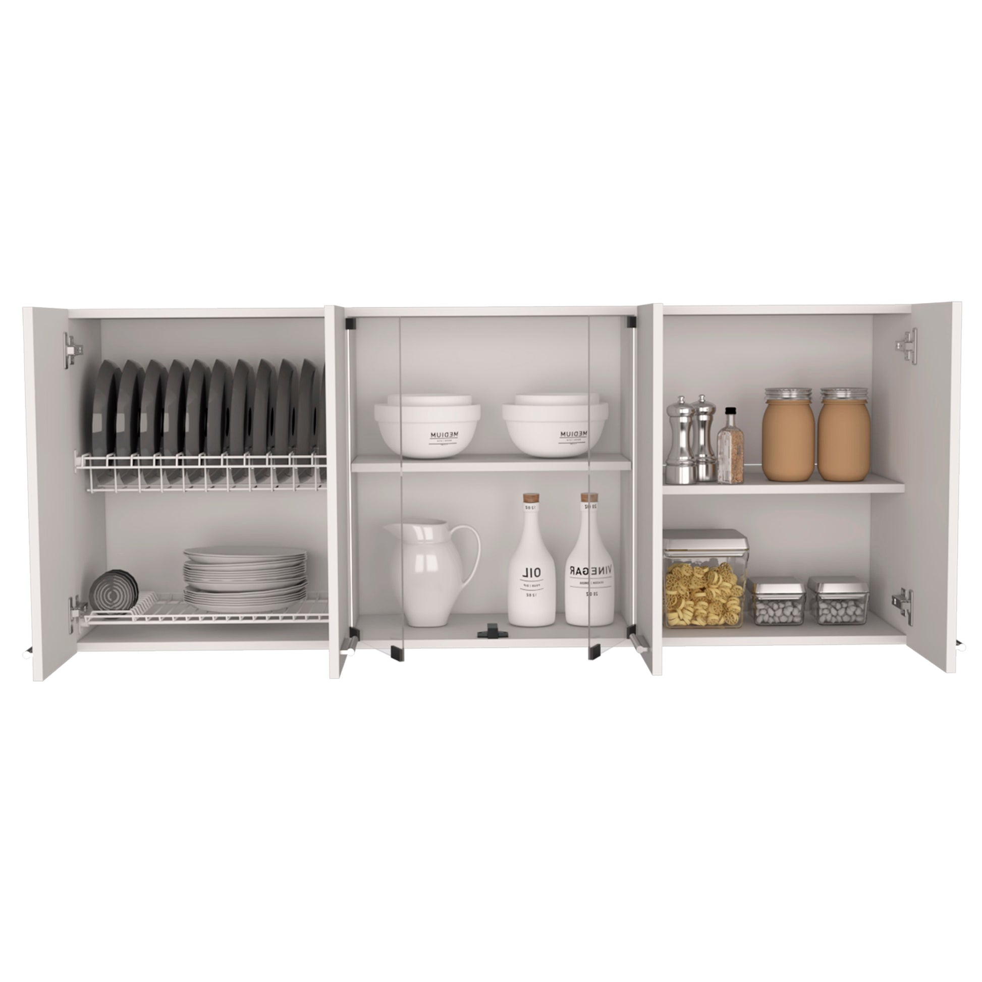 Superior Wall Cabinet Peoria, Four Interior Shelves, White Finish White Particle Board