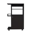 Kitchen Cart Kryot, Single Door Cabinet, Four Casters, Black Wengue Finish Black Particle Board