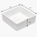 15X15 Inch White Ceramic Square Vessel Bathroom Sink White Ceramic