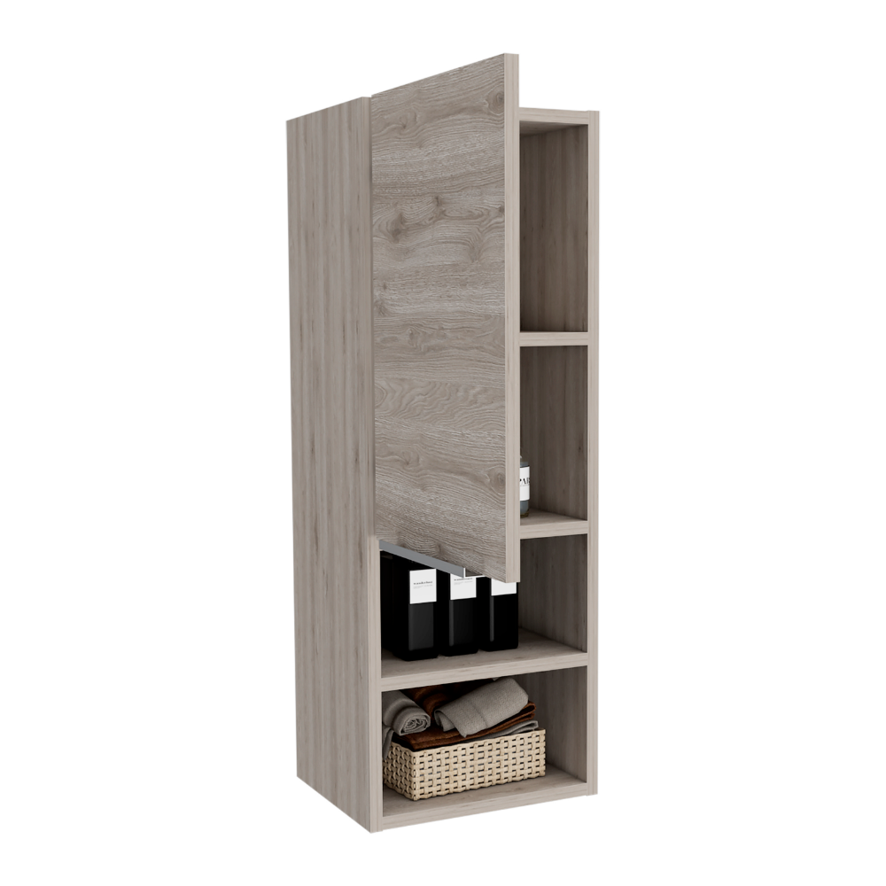 Medicine Cabinet Hazelton, Open And Interior Shelves, Light Gray Finish Light Gray Particle Board