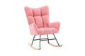 Rocking Chair Nursery, Solid Wood Legs Reading Chair Withteddy Fabric Upholstered, Nap Armchair For Living Rooms, Bedrooms, Offices, Best Gift,Pink Teddy Fabric Pink Primary Living Space Modern Rocking Chairs Polyester