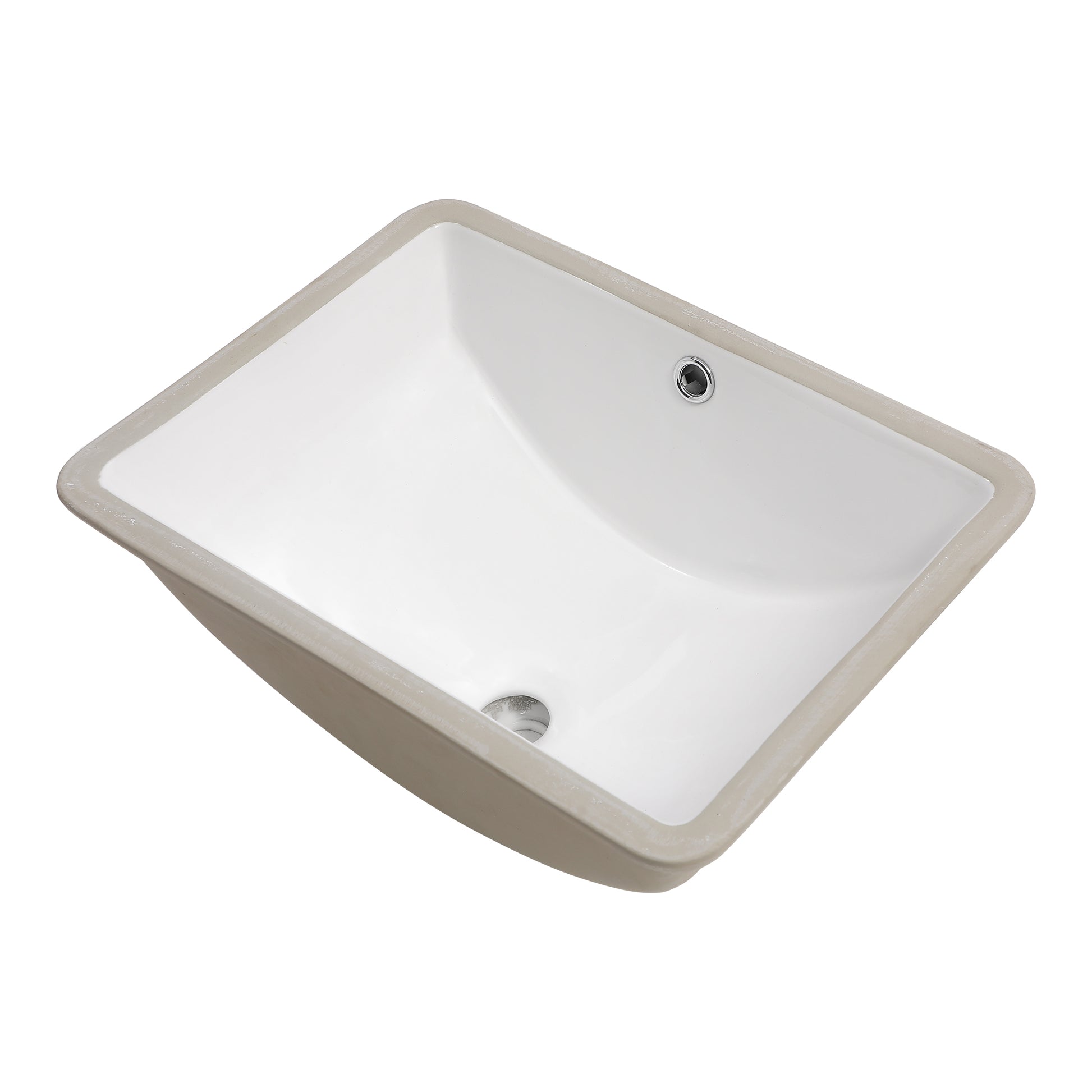 18.5"X14" White Ceramic Rectangular Undermount Bathroom Sink With Overflow White Ceramic