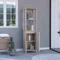 Linen Cabinet Jannes, Two Open Shelves, Single Door, Light Gray Finish Light Gray Particle Board