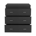 Three Drawer Dresser Litress, Metal Handles, Black Wengue Finish Black Particle Board