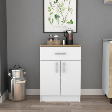 Pantry Cabinet Netal, One Drawer, White Light Oak Finish White Light Oak Particle Board