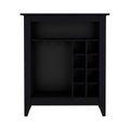 Bar Cabinet Castle, One Open Shelf, Six Wine Cubbies, Black Wengue Finish Black Particle Board