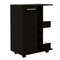 Bar Cart Wells, Four Casters, Black Wengue Finish Black Particle Board