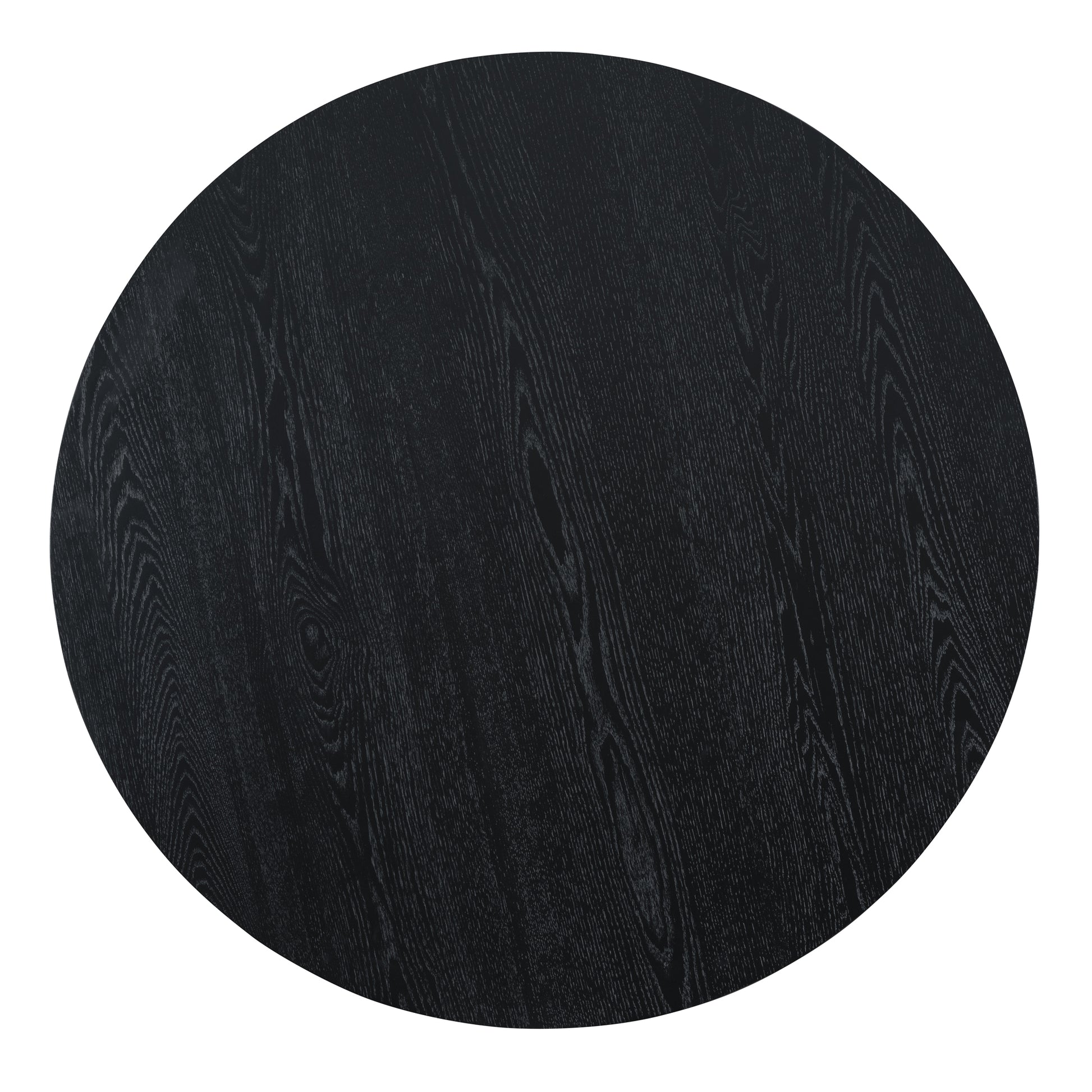5 Piece Dining Set Retro Round Table With 4 Upholstered Chairs For Living Room, Dining Room Black Black Rubber Wood