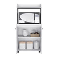 Kitchen Cart Totti, Double Door Cabinet, One Open Shelf, Two Interior Shelves, White Finish White Particle Board