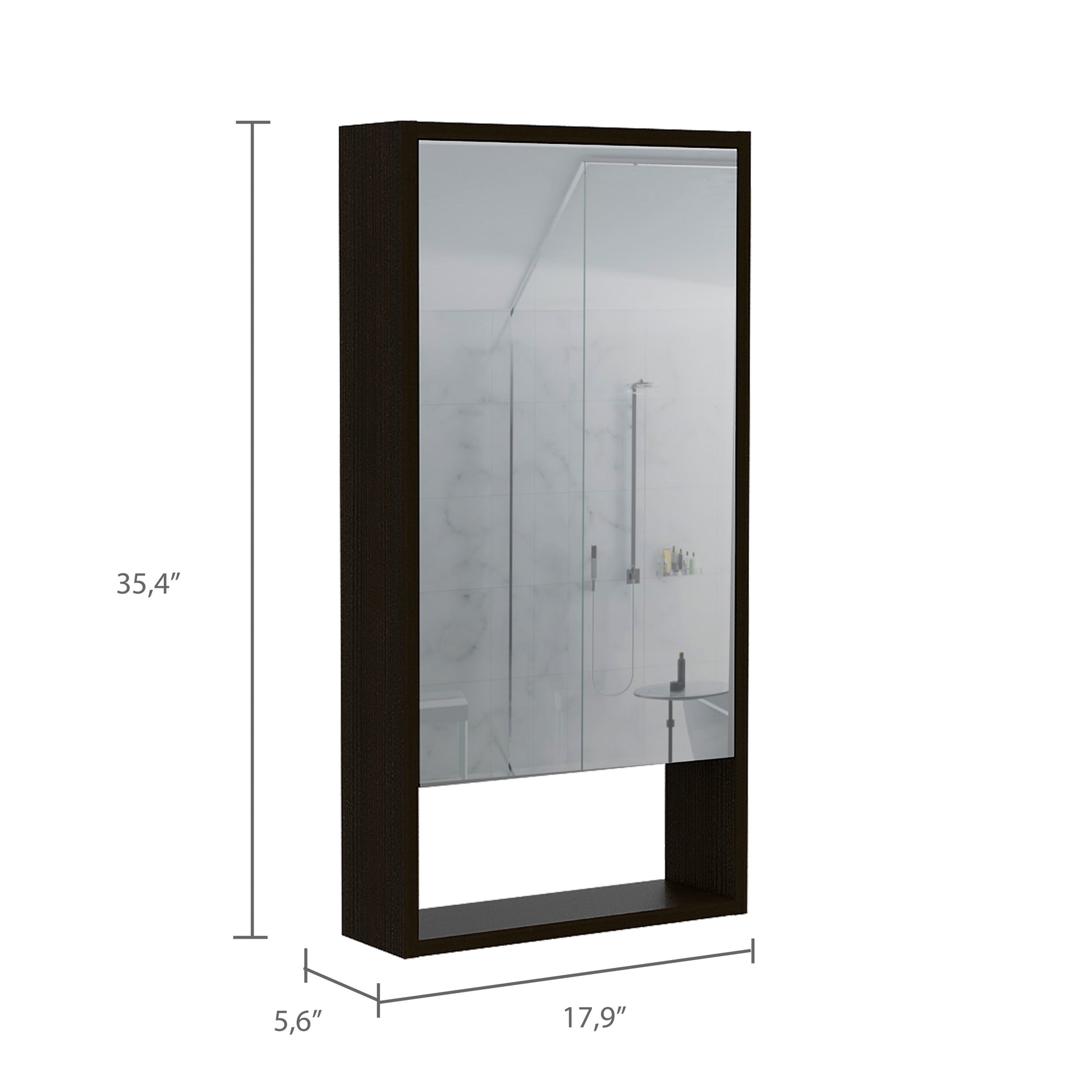 Medicine Cabinet Irvine, One External Shelf, Black Wengue Finish Black Particle Board