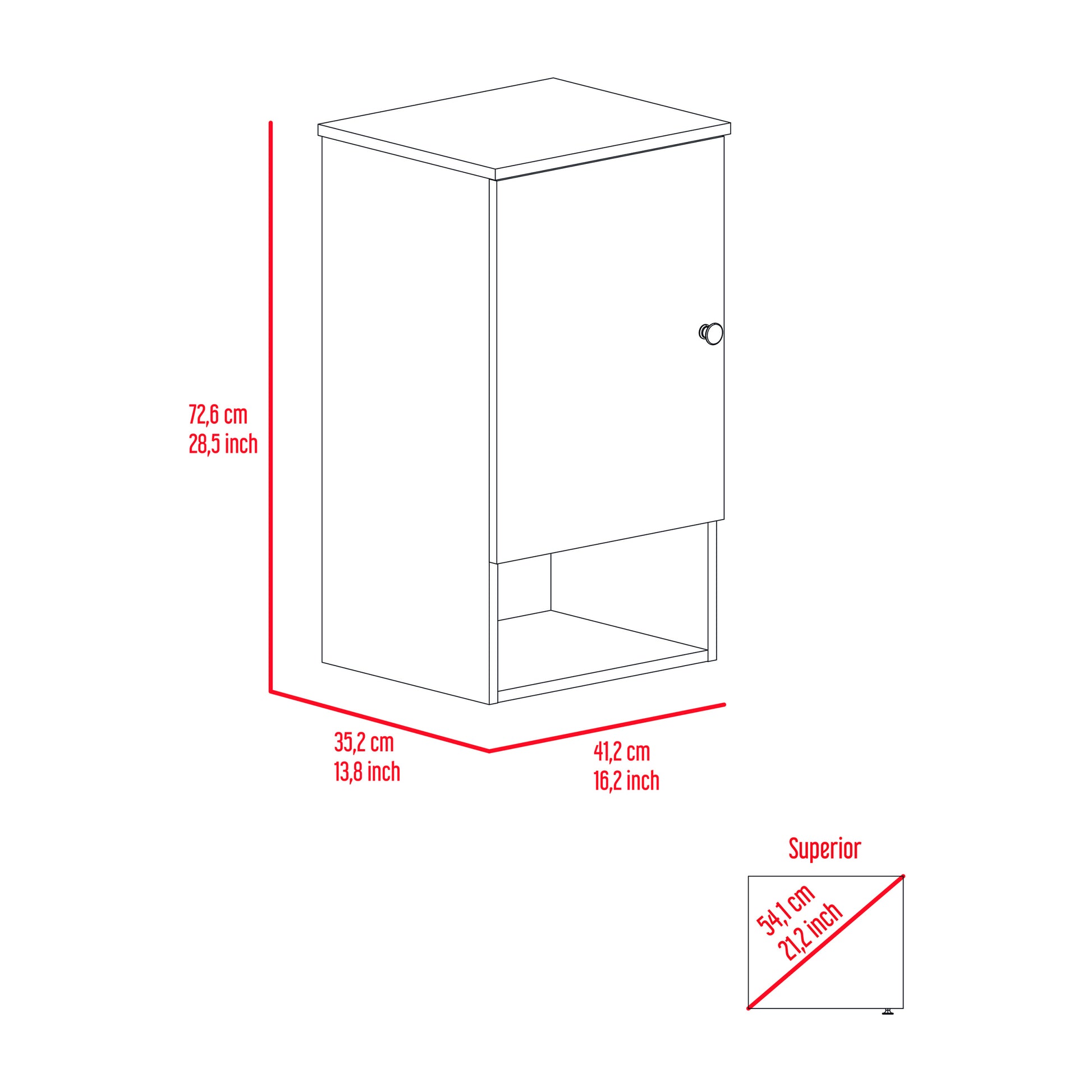 Medicine Cabinet Porto, Two Internal Shelves, Light Oak White Finish Light Oak Particle Board