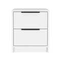 Nightstand Cervants, Two Drawers, Metal Handle, White Finish White Particle Board