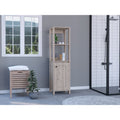 Linen Cabinet Jannes, Two Open Shelves, Single Door, Light Gray Finish Light Gray Particle Board