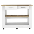 Kitchen Island 46 Inches Dozza, Two Drawers, White Light Oak Finish White Light Oak Particle Board