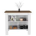 Kitchen Island Dozza, Three Shelves, White Walnut Finish White Walnut Particle Board